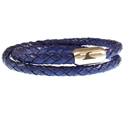 WAVEPIRATE® Echt Leder-Armband HAWAII F Blau 36 cm Edelstahl-Verschluss in Geschenk-Box Surfer Männer Herren von WAVEPIRATE