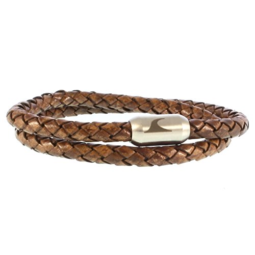 WAVEPIRATE® Echt Leder-Armband Hawaii G Cognac/Silber 45 cm Edelstahl-Verschluss in Geschenk-Box Surfer Männer Herren von WAVEPIRATE
