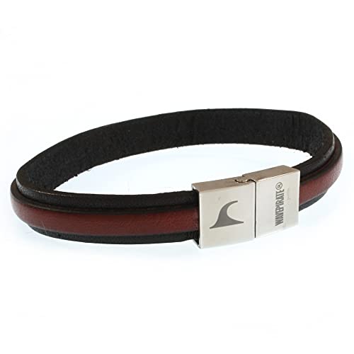 WAVEPIRATE® Echt Leder-Armband LINE Schwarz Mahagony 18 cm Edelstahl-Verschluss in Geschenk-Box Surfer Herren Männer von WAVEPIRATE