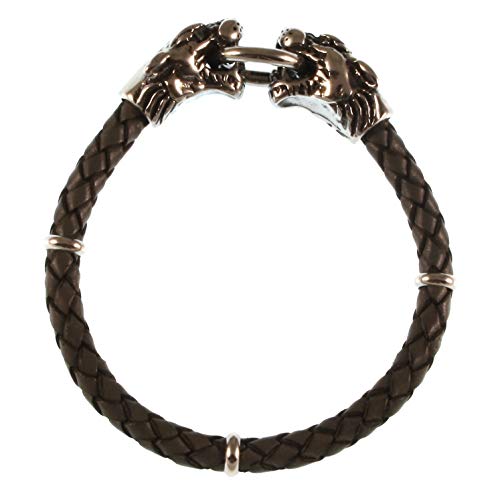 WAVEPIRATE® Echt Leder-Armband LÖWE LION F Grau 21 cm Edelstahl-Verschluss in Geschenk-Box Surfer Männer Herren von WAVEPIRATE