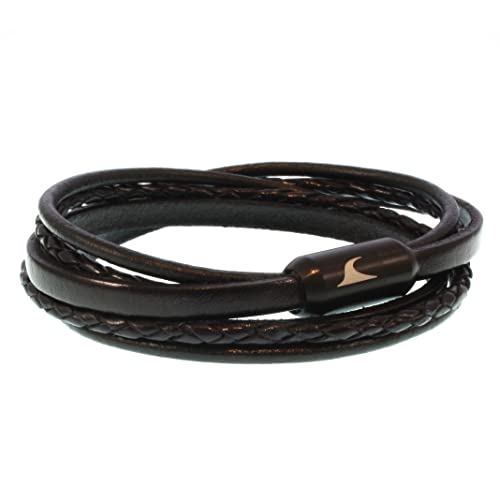 WAVEPIRATE® Echt Leder-Armband Mixed LF Schwarz/Schwarz 38 cm Edelstahl-Verschluss in Geschenk-Box Surfer Männer Herren von WAVEPIRATE