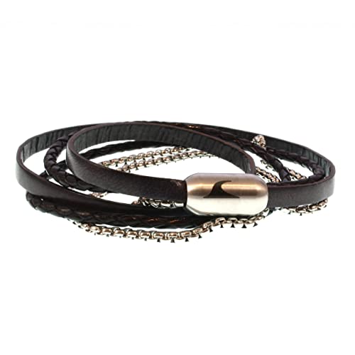 WAVEPIRATE® Echt Leder-Armband MIXED LFS Grau/Schwarz 48 cm Edelstahl-Verschluss in Geschenk-Box Surfer Männer Herren von WAVEPIRATE