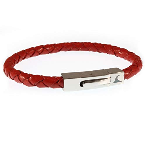 WAVEPIRATE® Echt Leder-Armband ONE F Rot 22 cm Edelstahl-Verschluss in Geschenk-Box Surfer Männer Herren von WAVEPIRATE