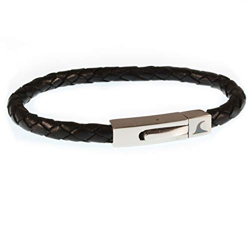 WAVEPIRATE® Echt Leder-Armband ONE F Schwarz 20 cm Edelstahl-Verschluss in Geschenk-Box Surfer Männer Herren von WAVEPIRATE