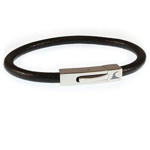 WAVEPIRATE® Echt Leder-Armband ONE R Schwarz 24 cm Edelstahl-Verschluss in Geschenk-Box Surfer Männer Herren von WAVEPIRATE