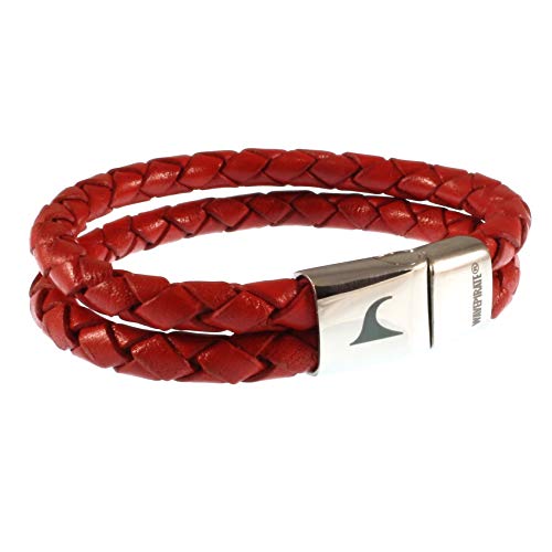 WAVEPIRATE® Echt Leder-Armband SWELL F Rot 24 cm Edelstahl-Verschluss in Geschenk-Box Surfer Damen Herren von WAVEPIRATE