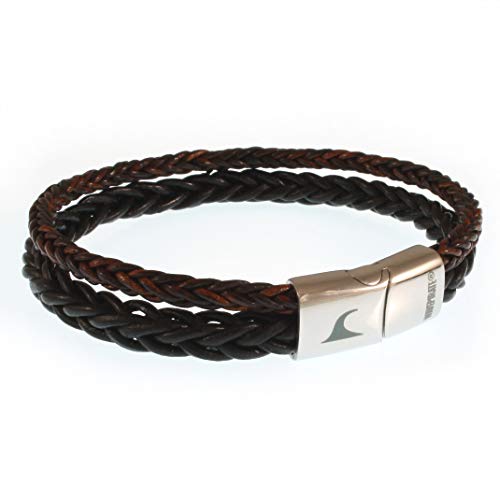 WAVEPIRATE® Echt Leder-Armband SWELL MX Braun Schwarz 21 cm Edelstahl-Verschluss in Geschenk-Box Surfer Herren Damen von WAVEPIRATE