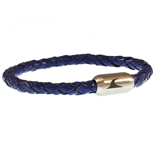 WAVEPIRATE® Echt Leder-Armband SYLT F Blau 23 cm cm Edelstahl-Verschluss in Geschenk-Box Männer Damen Herren von WAVEPIRATE