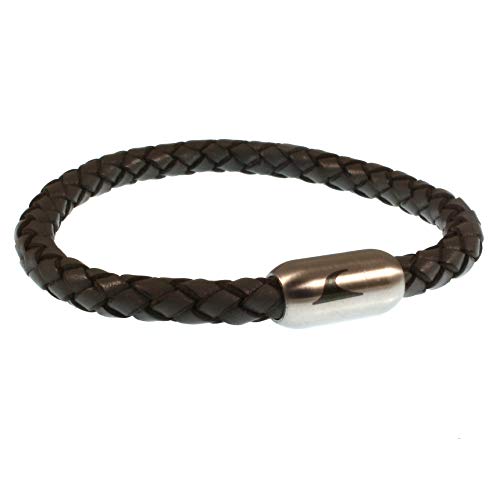 WAVEPIRATE® Echt Leder-Armband Sylt F Dunkel Grau/Silber 24 cm Edelstahl-Verschluss in Geschenk-Box Männer Damen Herren von WAVEPIRATE