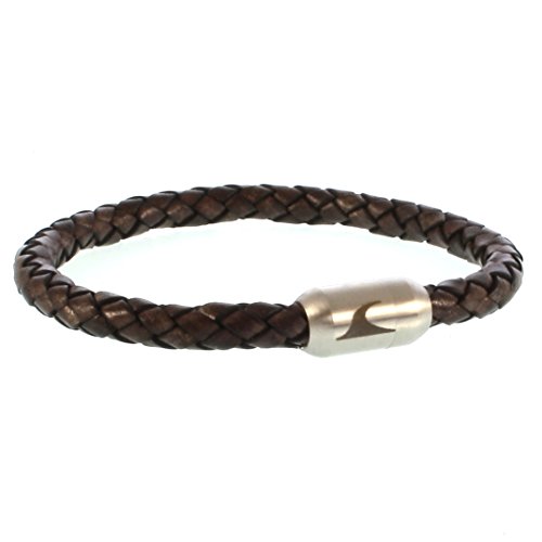WAVEPIRATE® Echt Leder-Armband Sylt G Braun/Silber 19 cm Edelstahl-Verschluss in Geschenk-Box Männer Damen Herren von WAVEPIRATE