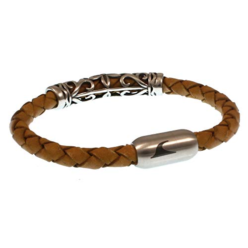 WAVEPIRATE® Echt Leder-Armband Sylt XO F Cognac/Silber 20 cm Edelstahl-Verschluss in Geschenk-Box Männer Damen Herren von WAVEPIRATE