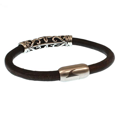 WAVEPIRATE® Echt Leder-Armband SYLT XO R Braun/Silber 20 cm Edelstahl-Verschluss in Geschenk-Box Männer Damen Herren von WAVEPIRATE
