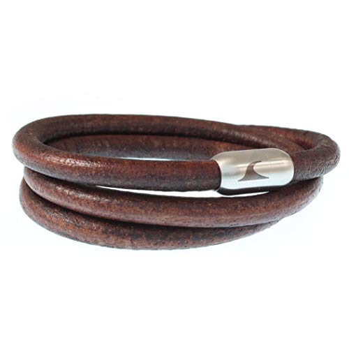 WAVEPIRATE® Echt Leder-Armband STORM R Braun/Silber 62 cm Edelstahl-Verschluss in Geschenk-Box Surfer Männer Herren von WAVEPIRATE