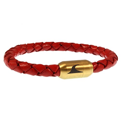 WAVEPIRATE® Echt Leder-Armband Sylt F Rot-G 18 cm Edelstahl-Verschluss in Geschenk-Box Männer Damen Herren von WAVEPIRATE