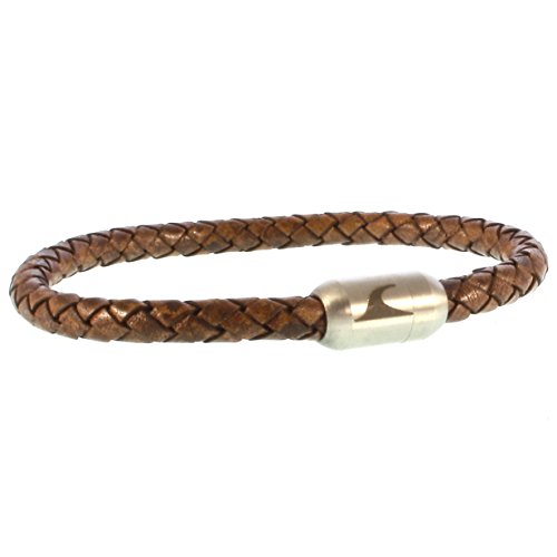 WAVEPIRATE® Echt Leder-Armband Sylt G Cognac/Silber 20 cm Edelstahl-Verschluss in Geschenk-Box Männer Damen Herren von WAVEPIRATE