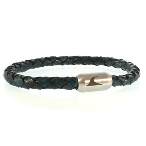 WAVEPIRATE® Echt Leder-Armband Sylt G Grün/Silber 20 cm Edelstahl-Verschluss in Geschenk-Box Männer Damen Herren von WAVEPIRATE