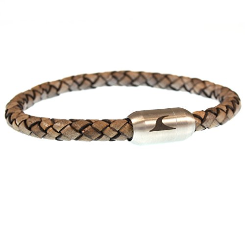 WAVEPIRATE® Echt Leder-Armband SYLT G Nuss 20 cm Edelstahl-Verschluss in Geschenk-Box Männer Damen Herren von WAVEPIRATE