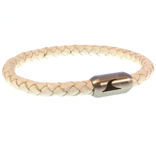 WAVEPIRATE® Echt Leder-Armband SYLT G Weiss/Silber 19 cm Edelstahl-Verschluss in Geschenk-Box Männer Damen Herren von WAVEPIRATE