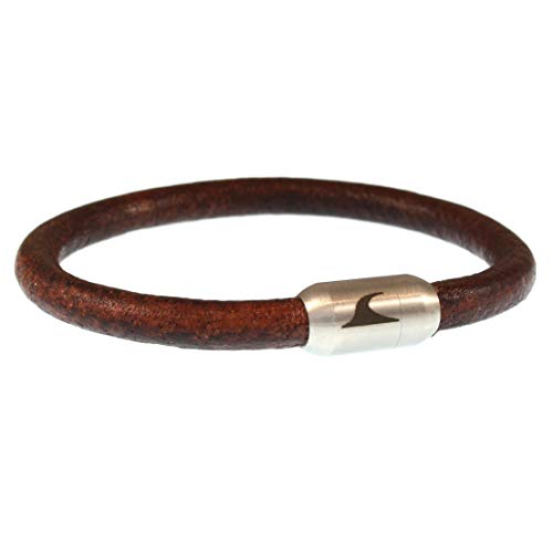 WAVEPIRATE® Echt Leder-Armband Sylt R Braun/Silber 22 cm Edelstahl-Verschluss in Geschenk-Box Männer Damen Herren von WAVEPIRATE