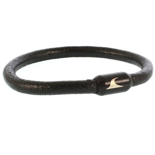WAVEPIRATE® Echt Leder-Armband SYLT R Schwarz/SW 20 cm Edelstahl-Verschluss in Geschenk-Box Männer Damen Herren von WAVEPIRATE