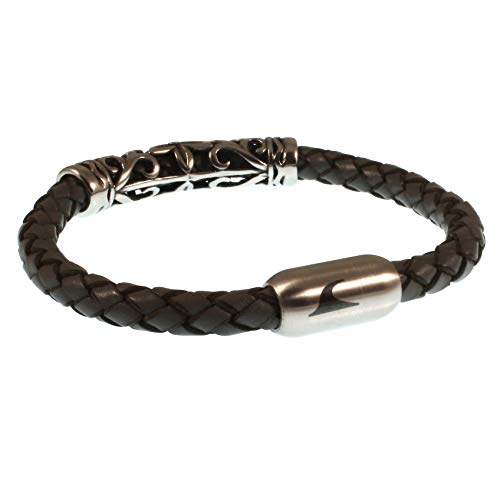 WAVEPIRATE® Echt Leder-Armband Sylt XO F Dunkel Grau/Silber 20 cm Edelstahl-Verschluss in Geschenk-Box Männer Damen Herren von WAVEPIRATE