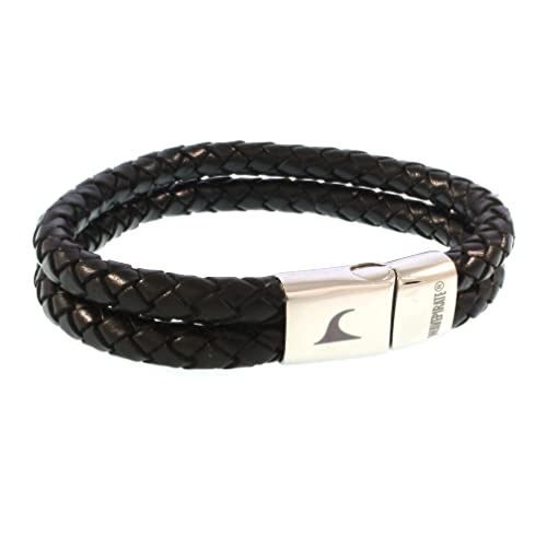 WAVEPIRATE® Echt Leder-Armband Tarifa F Schwarz 21 cm Edelstahl-Verschluss in Geschenk-Box Surfer Männer Herren von WAVEPIRATE
