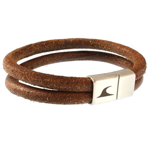 WAVEPIRATE® Echt Leder-Armband TARIFA R Cognac 20 cm Edelstahl-Verschluss in Geschenk-Box Surfer Männer Herren von WAVEPIRATE