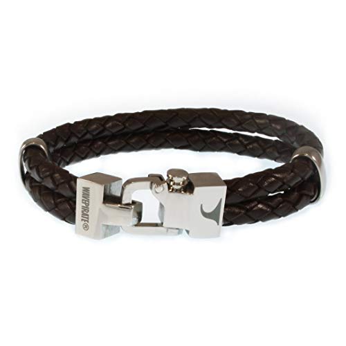 WAVEPIRATE® Echt Leder-Armband Turn F Braun 23 cm Edelstahl-Verschluss in Geschenk-Box Surfer Herrenarmband Männer von WAVEPIRATE
