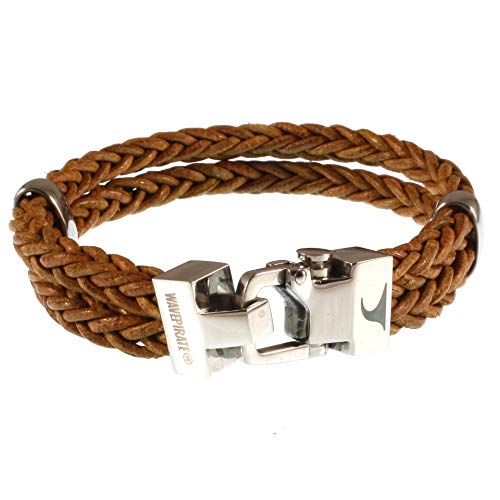 WAVEPIRATE® Echt Leder-Armband Turn Z8 Cognac/CO 20 cm Edelstahl-Verschluss in Geschenk-Box Surfer Herrenarmband Männer von WAVEPIRATE