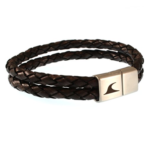 WAVEPIRATE® Echt Leder-Armband Tarifa F Braun 24 cm Edelstahl-Verschluss in Geschenk-Box Surfer Männer Herren von WAVEPIRATE