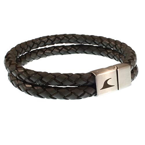 WAVEPIRATE® Echt Leder-Armband Tarifa F Dunkel Grau 20 cm Edelstahl-Verschluss in Geschenk-Box Surfer Männer Herren von WAVEPIRATE