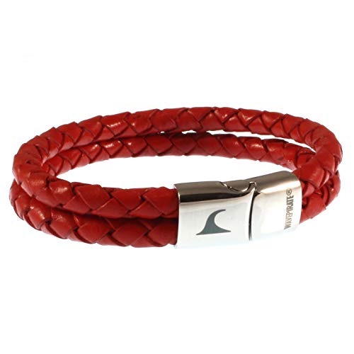 WAVEPIRATE® Echt Leder-Armband TARIFA F Rot 24 cm Edelstahl-Verschluss in Geschenk-Box Surfer Damen Herren von WAVEPIRATE