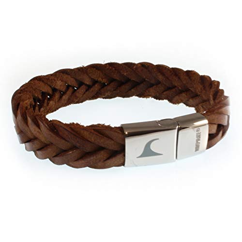 WAVEPIRATE® Echt Leder-Armband Tarifa F15 Cognac 22 cm Edelstahl-Verschluss in Geschenk-Box Surfer Männer Herren von WAVEPIRATE