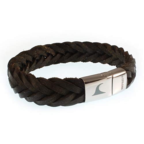 WAVEPIRATE® Echt Leder-Armband TARIFA F15 Dunkel Braun 23 cm Edelstahl-Verschluss in Geschenk-Box Surfer Männer Herren von WAVEPIRATE