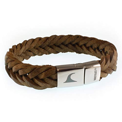 WAVEPIRATE® Echt Leder-Armband TARIFA F15 Sand 23 cm Edelstahl-Verschluss in Geschenk-Box Surfer Männer Herren von WAVEPIRATE