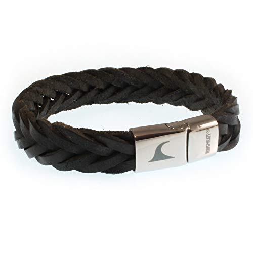 WAVEPIRATE® Echt Leder-Armband Tarifa F15 Schwarz 23 cm Edelstahl-Verschluss in Geschenk-Box Surfer Männer Herren von WAVEPIRATE