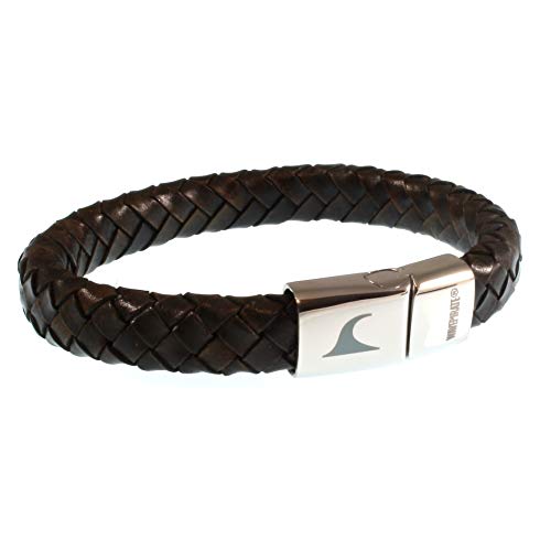 WAVEPIRATE® Echt Leder-Armband Tarifa OV Dunkelbraun 20 cm Edelstahl-Verschluss in Geschenk-Box Surfer Männer Herren von WAVEPIRATE