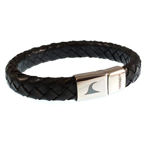 WAVEPIRATE® Echt Leder-Armband Tarifa OV Schwarz 24 cm Edelstahl-Verschluss in Geschenk-Box Surfer Männer Herren von WAVEPIRATE