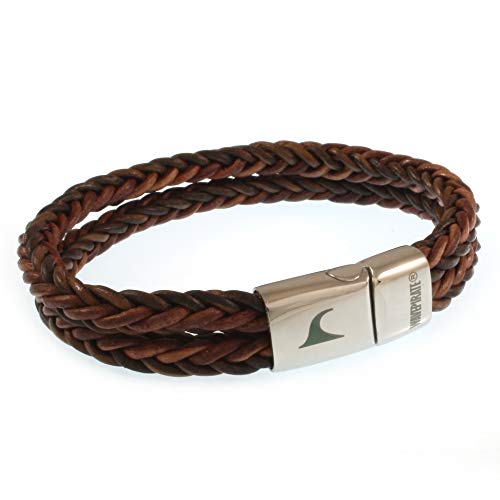 WAVEPIRATE® Echt Leder-Armband Tarifa Z8 Braun 25 cm Edelstahl-Verschluss in Geschenk-Box Surfer Männer Herren von WAVEPIRATE