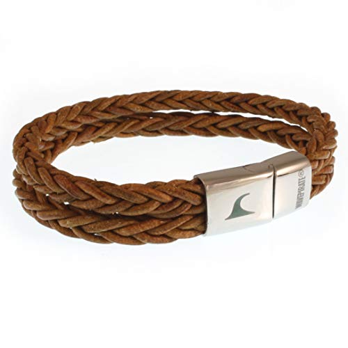 WAVEPIRATE® Echt Leder-Armband TARIFA Z8 Coganc 21 cm Edelstahl-Verschluss in Geschenk-Box Surfer Männer Herren von WAVEPIRATE
