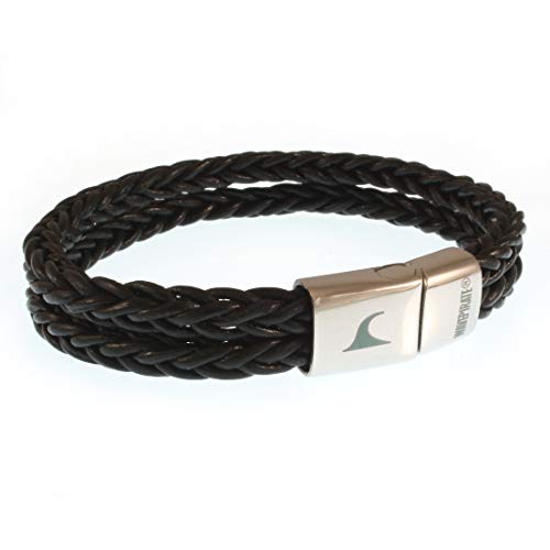 WAVEPIRATE® Echt Leder-Armband Tarifa Z8 Schwarz 21 cm Edelstahl-Verschluss in Geschenk-Box Surfer Männer Herren von WAVEPIRATE
