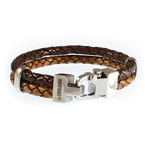 WAVEPIRATE® Echt Leder-Armband Turn F Braun/Cognac 24 cm Edelstahl-Verschluss in Geschenk-Box Surfer Herrenarmband Männer von WAVEPIRATE