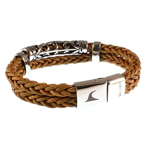 WAVEPIRATE® Echt Leder-Armband XO Z8 Cognac/CO 22 cm Edelstahl-Parts in Geschenk-Box Surfer Männer Herren von WAVEPIRATE