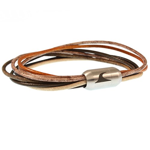 WAVEPIRATE® Echt Leder-Armband XX-FEM Beach 18 cm Edelstahl-Verschluss in Geschenk-Box Surfer Damen von WAVEPIRATE