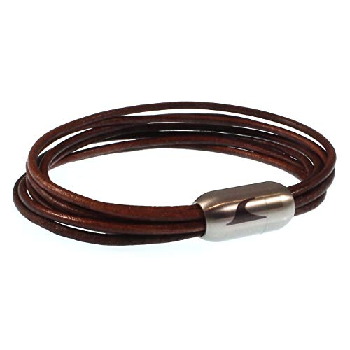 WAVEPIRATE® Echt Leder-Armband XX-FEM Bordeaux/Silber 17 cm Edelstahl-Verschluss Damen-Armband in Geschenk-Box Surfer Damen von WAVEPIRATE