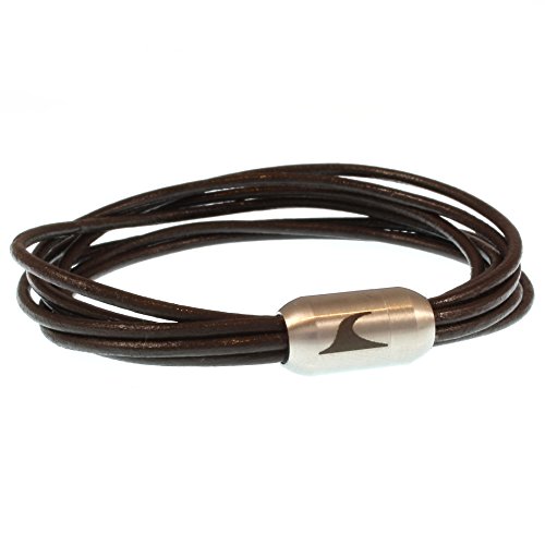 WAVEPIRATE® Echt Leder-Armband XX-FEM Braun/Silber 17 cm Edelstahl-Verschluss Damen-Armband in Geschenk-Box Surfer Damen von WAVEPIRATE