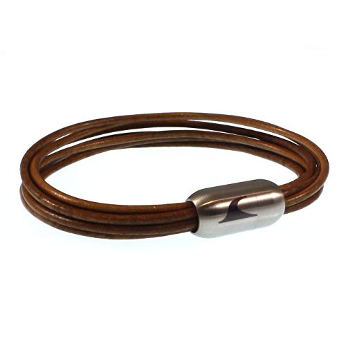 WAVEPIRATE® Echt Leder-Armband XX-FEM Cognac/Silber 19 cm Edelstahl-Verschluss Damen-Armband in Geschenk-Box Surfer Damen von WAVEPIRATE