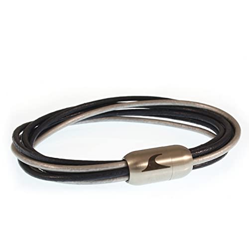 WAVEPIRATE® Echt Leder-Armband XX-FEM Marine Silber 18 cm Edelstahl-Verschluss Damen-Armband in Geschenk-Box Surfer Damen von WAVEPIRATE