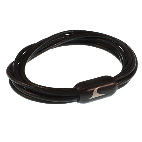 WAVEPIRATE® Echt Leder-Armband XX-FEM Schwarz/Schwarz 18 cm Edelstahl-Verschluss Damen-Armband in Geschenk-Box Surfer Damen von WAVEPIRATE