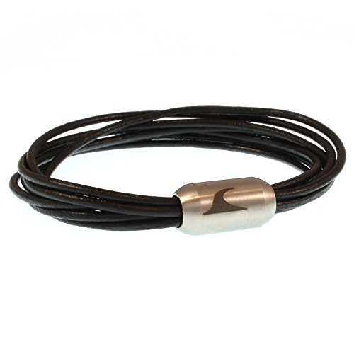 WAVEPIRATE® Echt Leder-Armband XX-FEM Schwarz/Silber 18 cm Edelstahl-Verschluss Damen-Armband in Geschenk-Box Surfer Damen von WAVEPIRATE